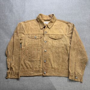 Gustin Waxed Trucket Jacket Men's M Brown Cotton Button Up USA Made